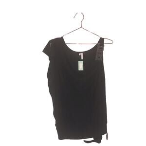 Studio Y Embellished Black Flutter Sleeve Tank - Large